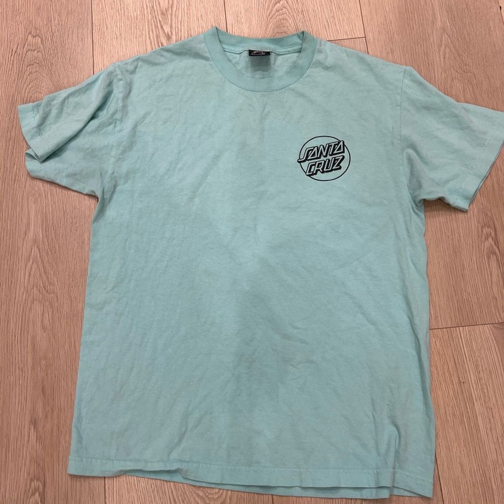 Santa Cruz blue teal short sleeve shirt size large men’s vacation shirt